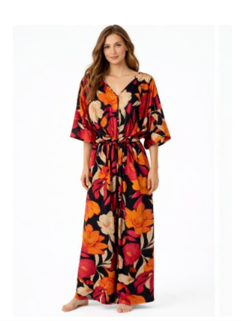 NWT Easel Mirabelle Floral Satin Wide Leg Romper